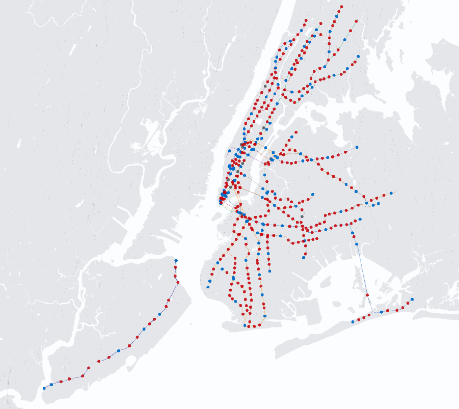 Map of accessible subway stations
